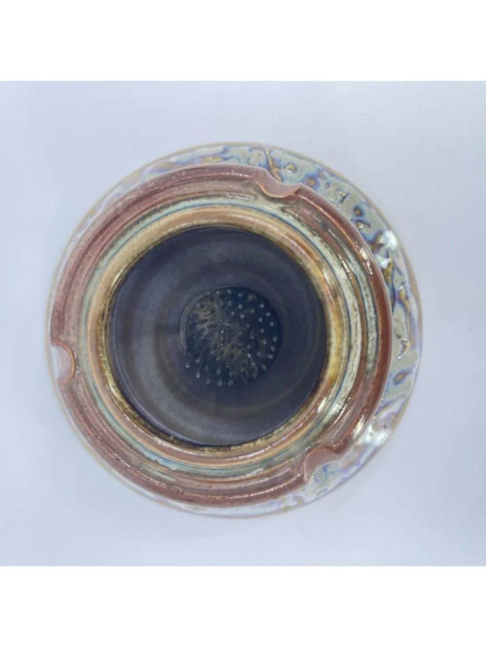 vintage studio pottery ceramic ikebana vase with iridescent glaze